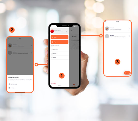 Step-by-step guide showing how to connect NFC tags to a DigiVCard digital business card for seamless tap-to-connect networking.